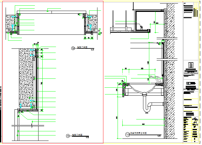 Bathroom Sanitary & Door Block & Section detail