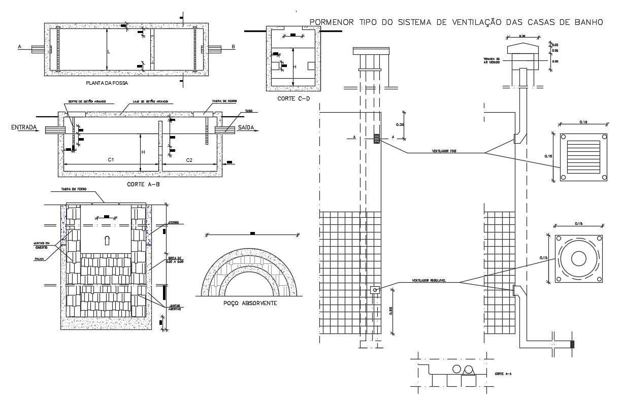 Bathroom Ventilation System Installation CAD Drawing