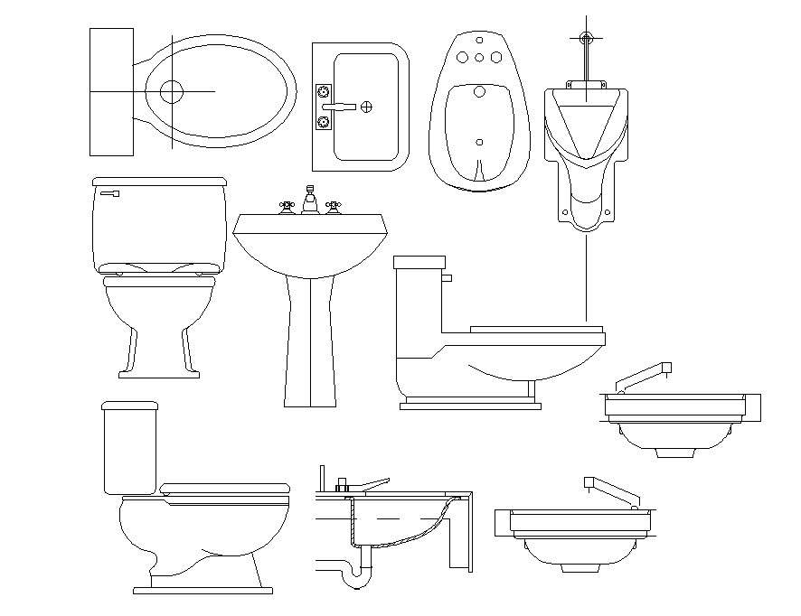 Bathroom accessories CAD block 