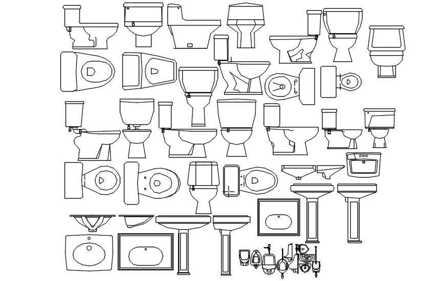Bathroom accessories in dwg file