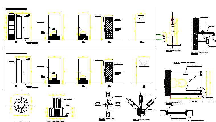 Bathroom details architecture project dwg file