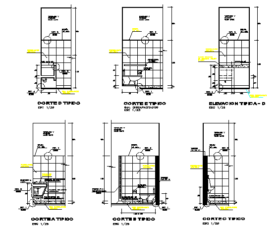 Bathroom elevation design dwg file