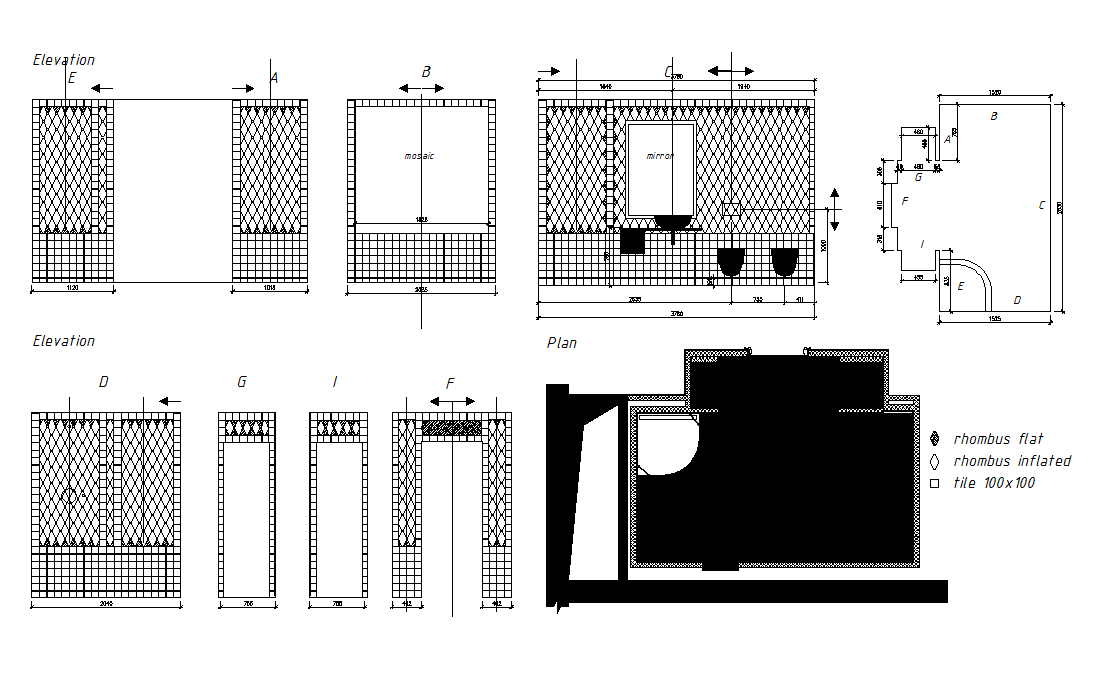 Bathroom elevation design dwg file