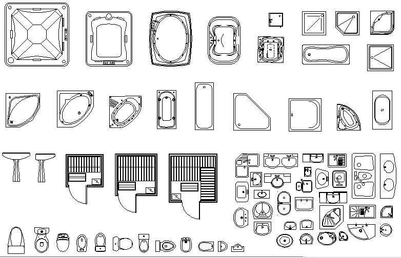 Free Bathroom Fitting details In AutoCAD Drawings