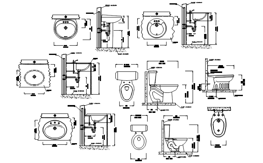 Bathroom fixtures blocks in AutoCAD