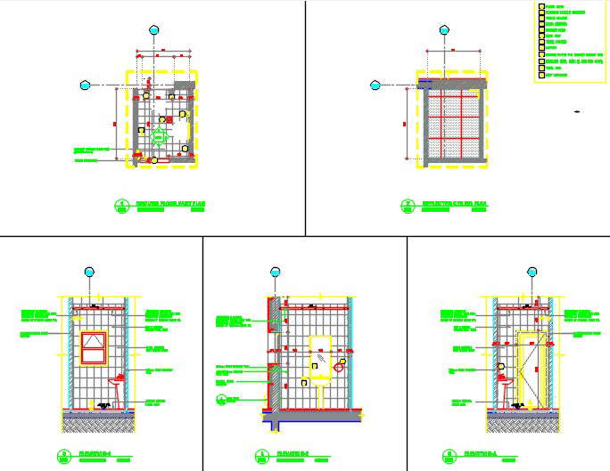 Bathroom folded elevations