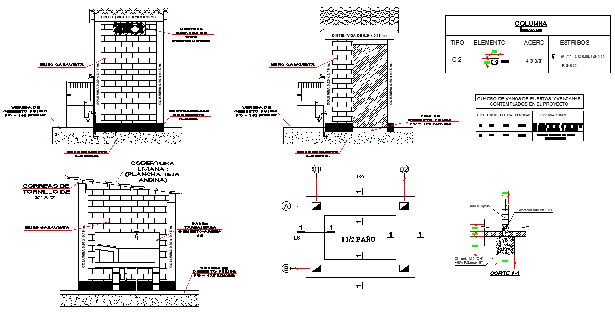 Bathroom with store plan and section layout file