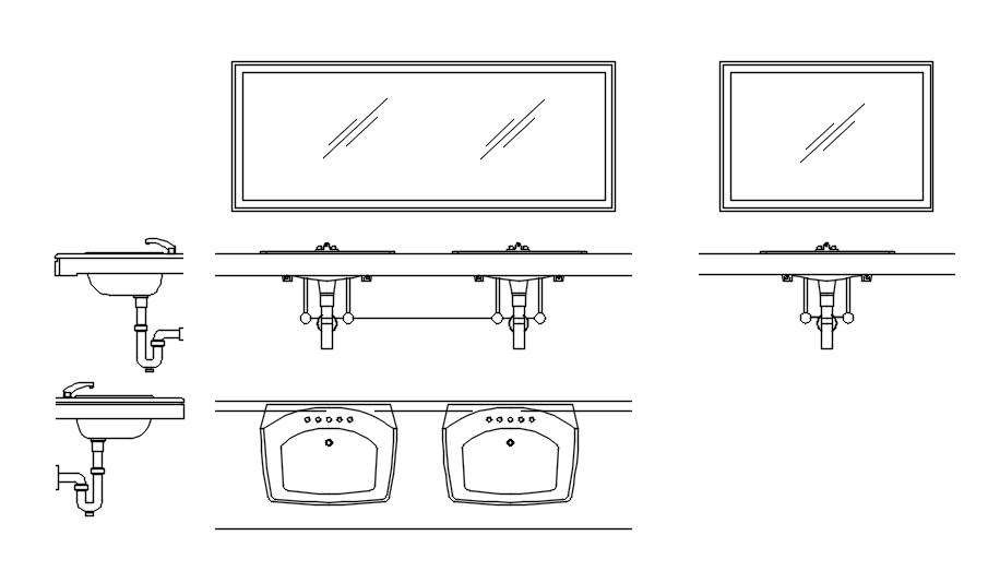 Bathroom CAD blocks design in AutoCAD 2D drawing, CAD file, dwg file