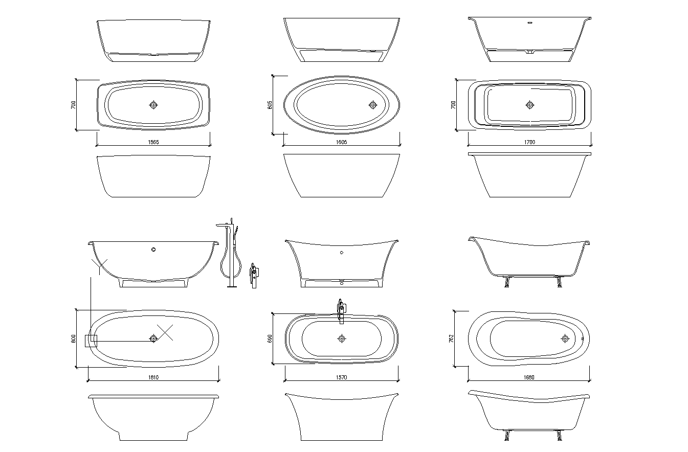 Bathtub plan detail dwg.
