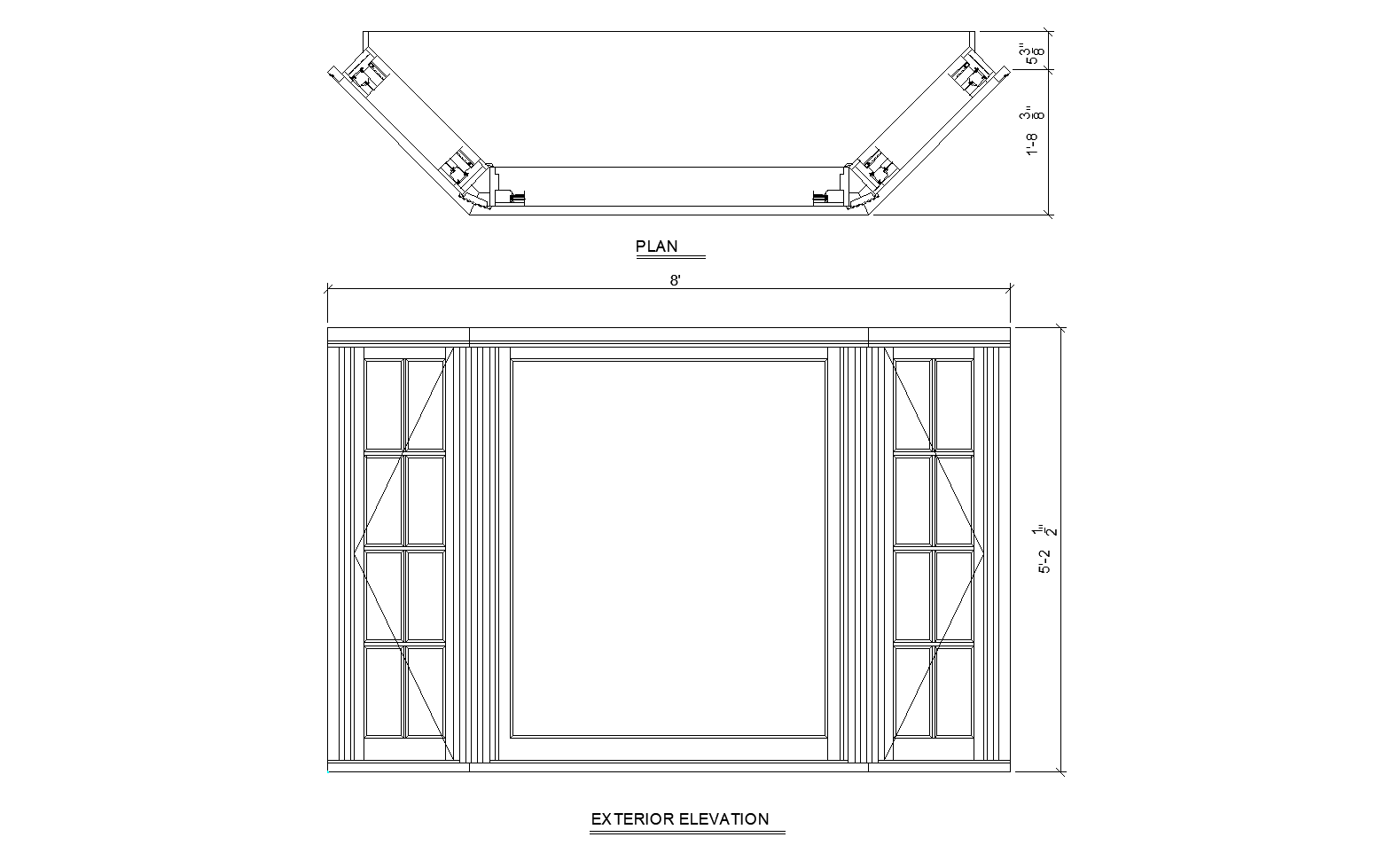 Bay window detail plan detail dwg file.
