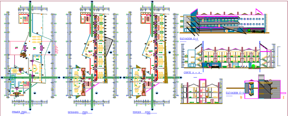 Beach hotel design dwg file