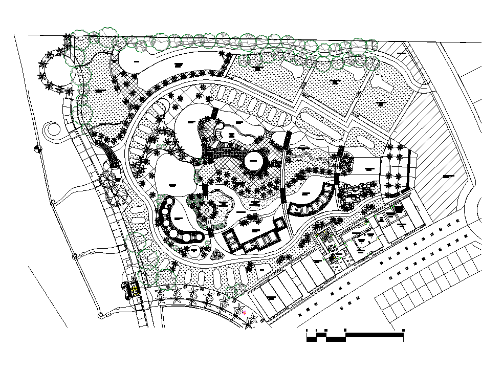 Beach park detail 2d view layout autocad file
