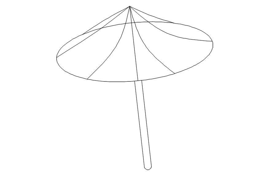 Beach umbrella 2D design in AutoCAD drawing, CAD file, dwg file