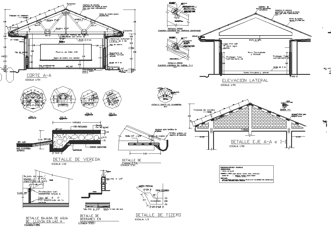 Beam and Roof elevation detail dwg file