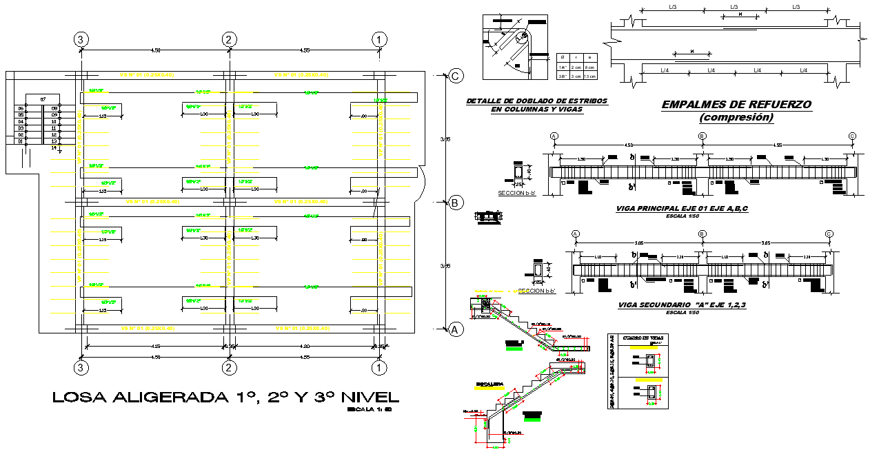 Beam and staircase plan autocad file