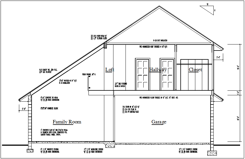 Beam and support view of truss dwg file