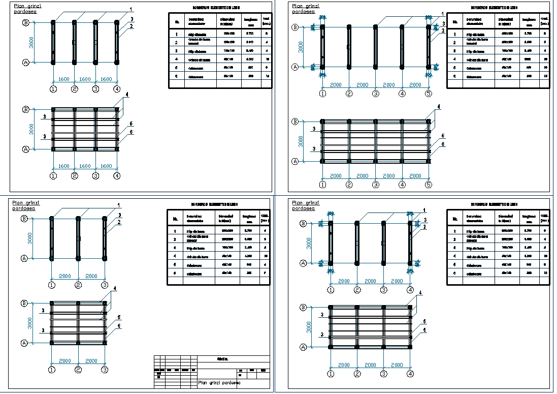 Beam column plan view detail dwg file