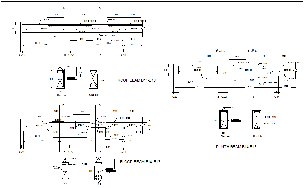 Beam design of apartment dwg file