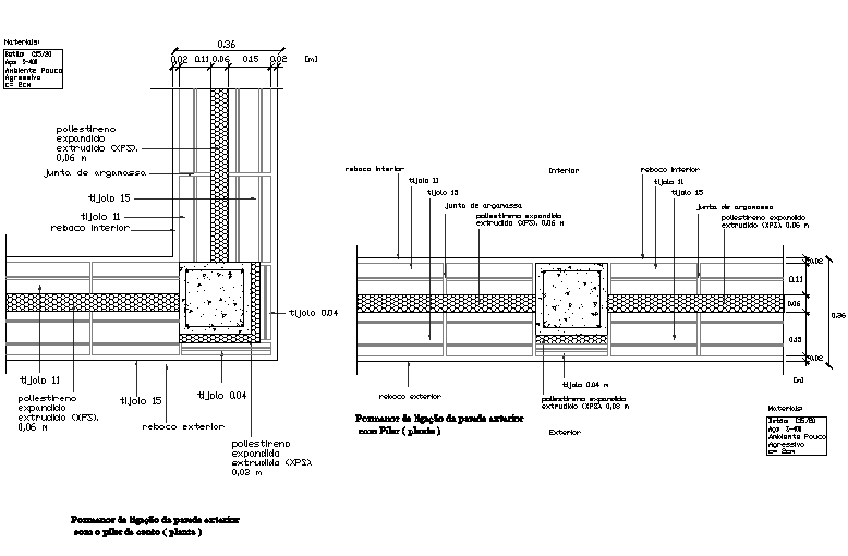 Beam joint wall section detail dwg file