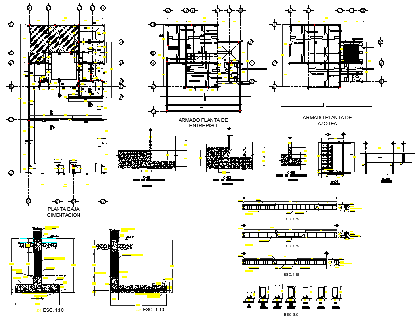 Beam plan and section detail dwg file