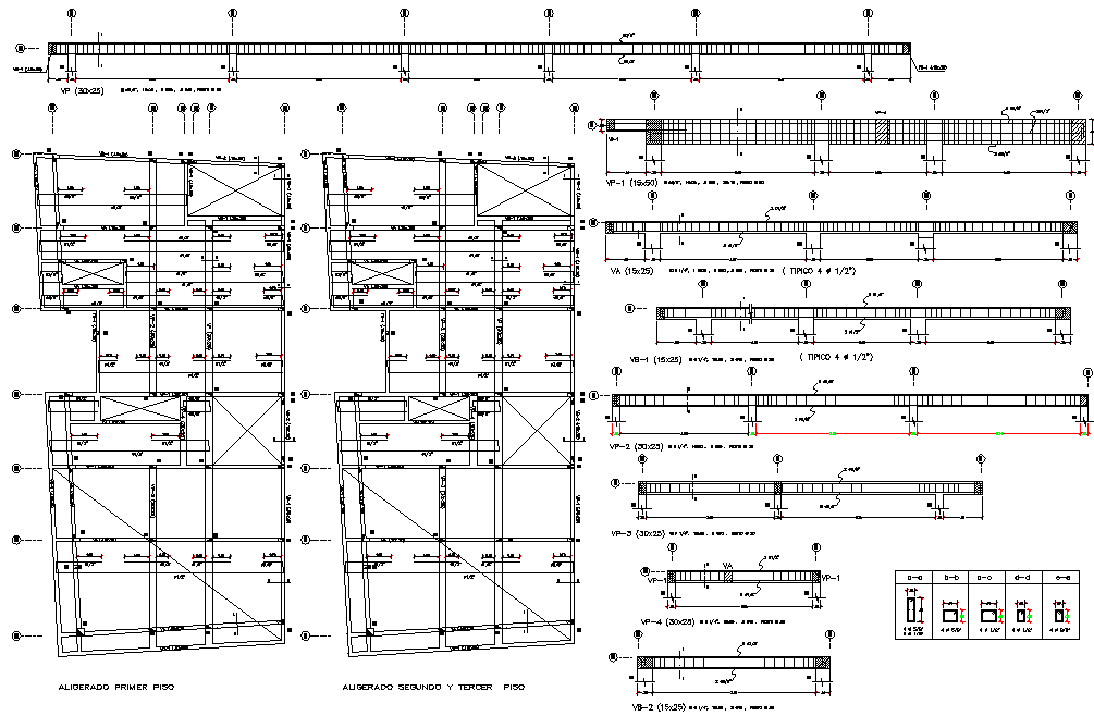 Beam plan and section detail dwg file