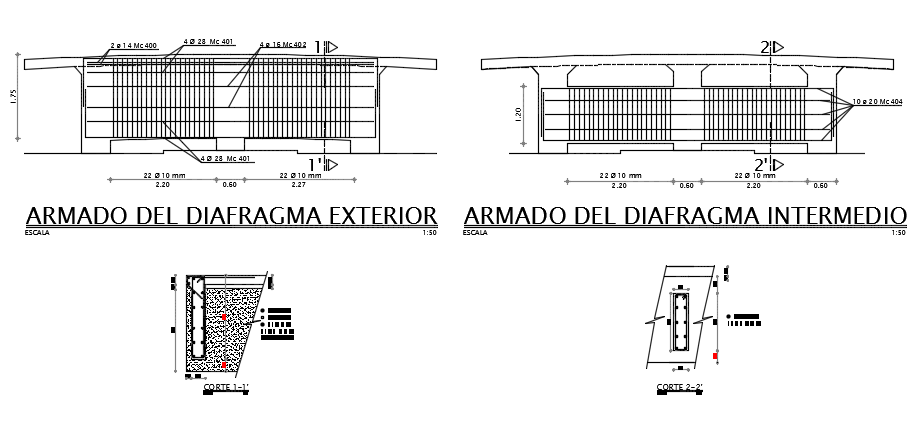 Beam plan and section detail dwg file