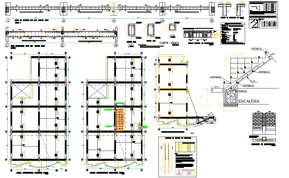 Beam plan and section plan autocad file