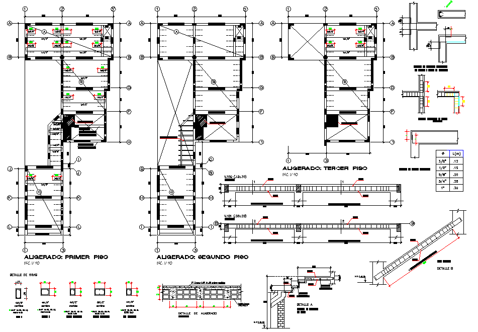 Beam plan and section plan dwg file