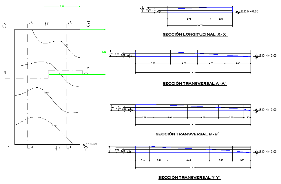 Beam plan and section plan layout file