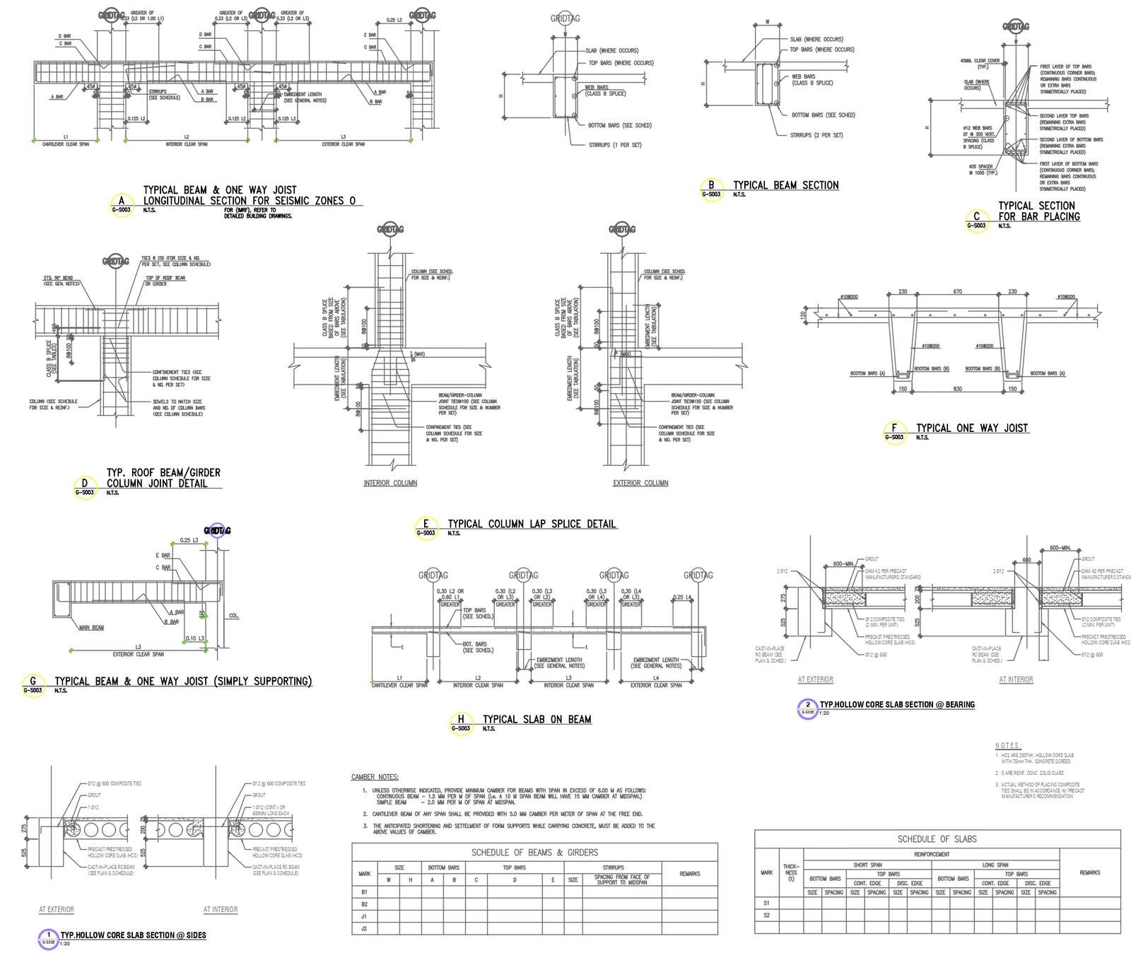Beam column joint section detail typical beam and column section detail slab section detail DWG AutoCAD drawing