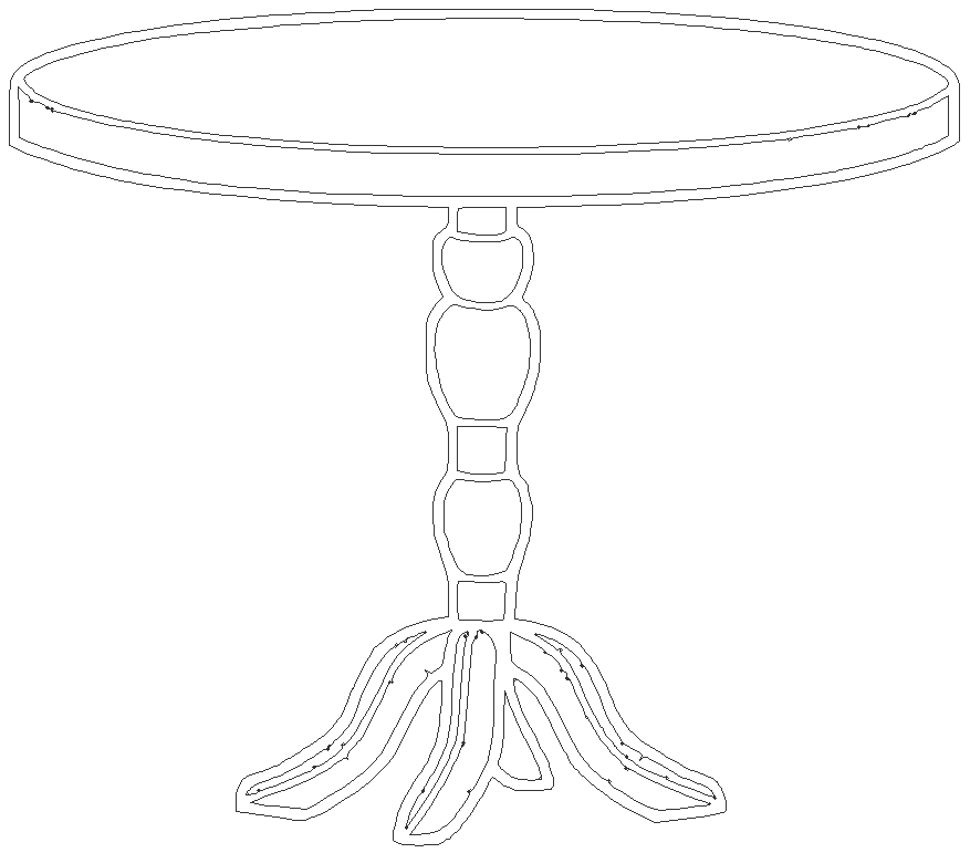 Round Coffee Table CAD Block 3D Model in DWG Format