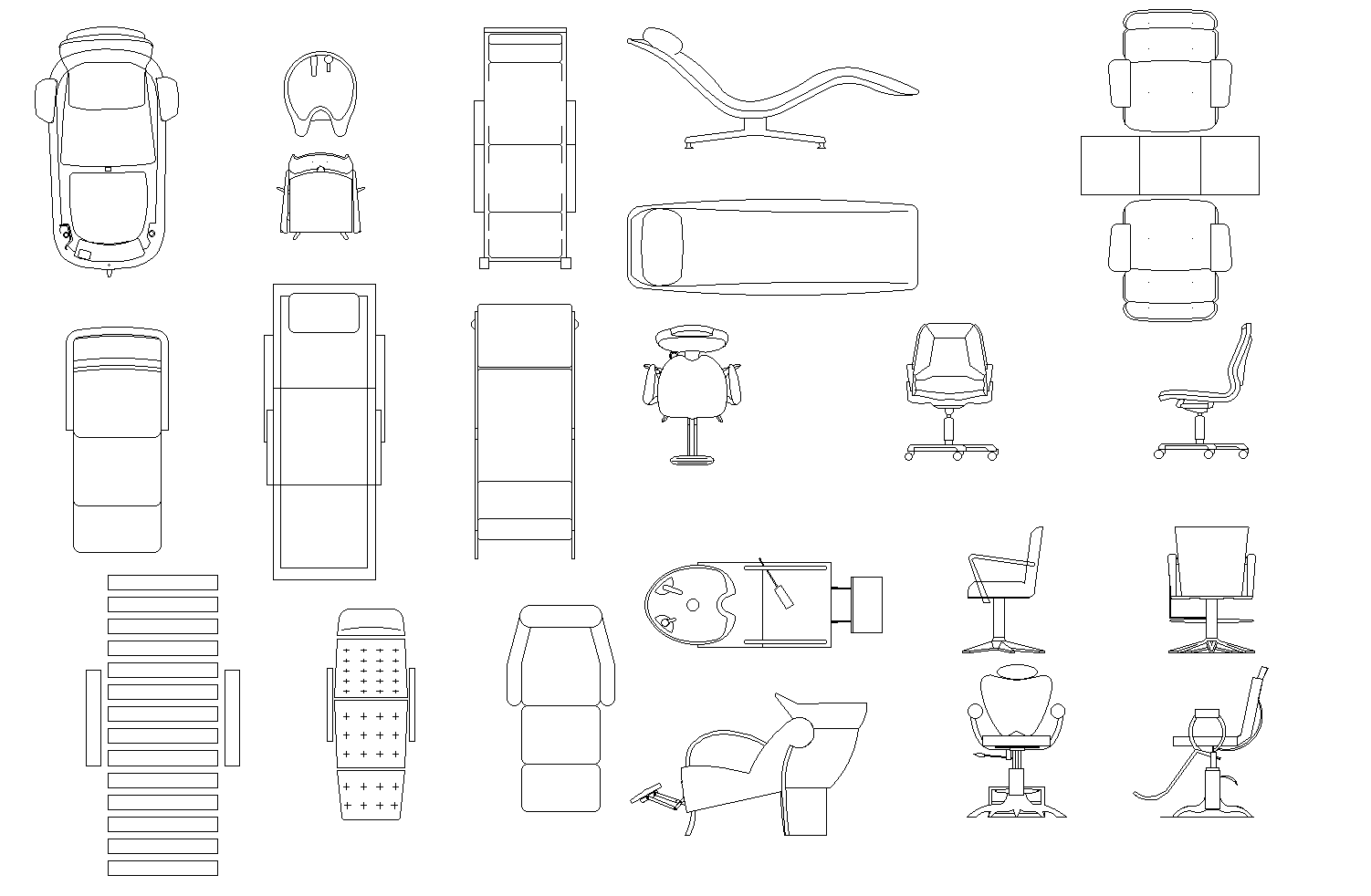 Beauty Salon Furniture CAD Layout in AutoCAD Drawing