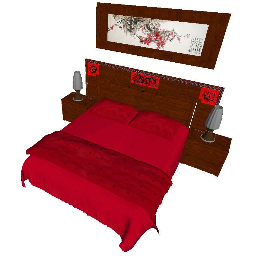 Bedroom furniture detail 3d model layout sketch-up file