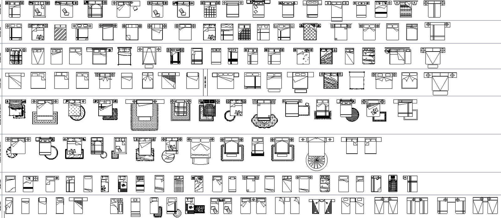 Bedroom furniture 2d blocks autocad file, dwg drawing and cad format