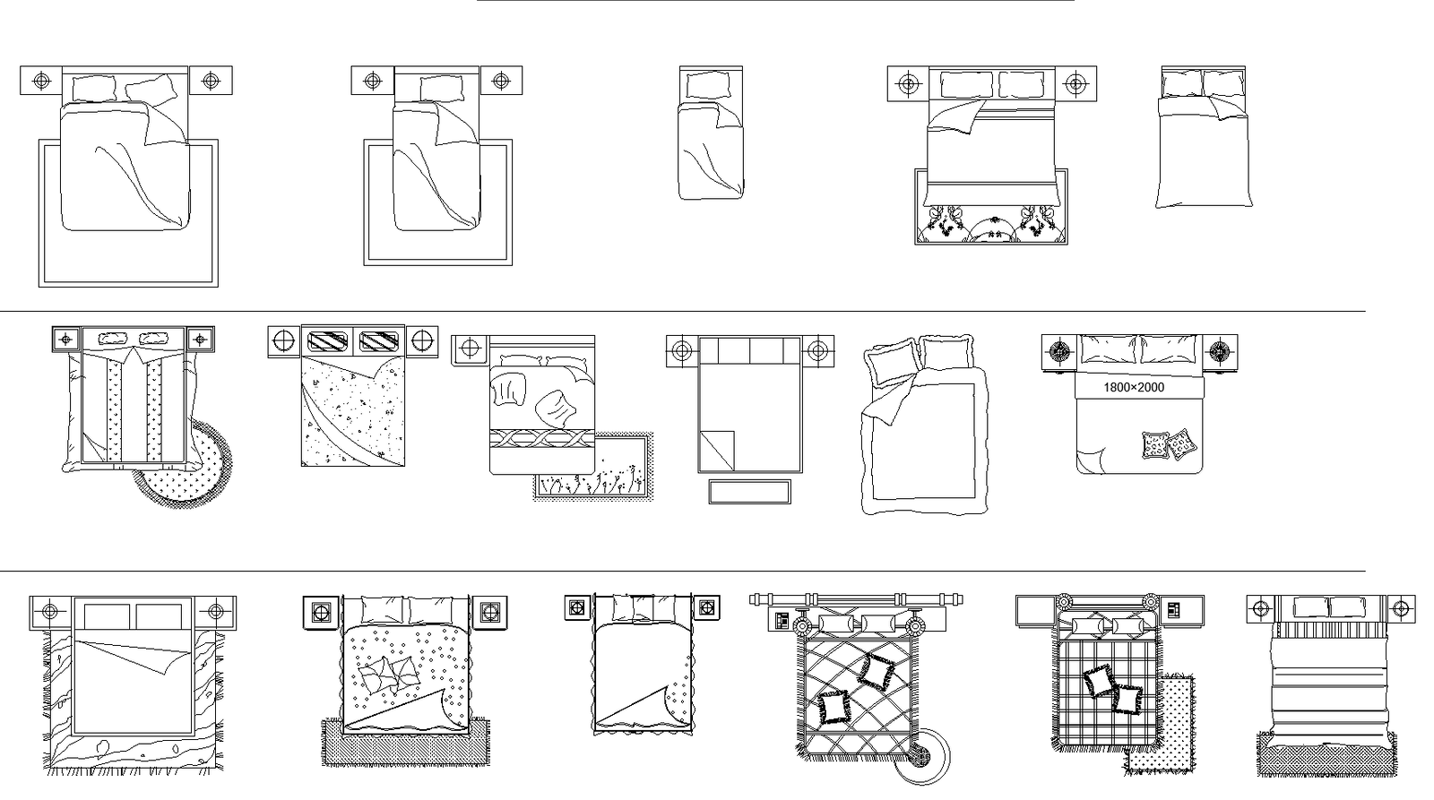 Beds plan detail dwg file.