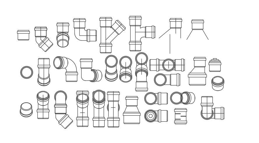 Bent pipe and T pipe designs are given in this CAD file