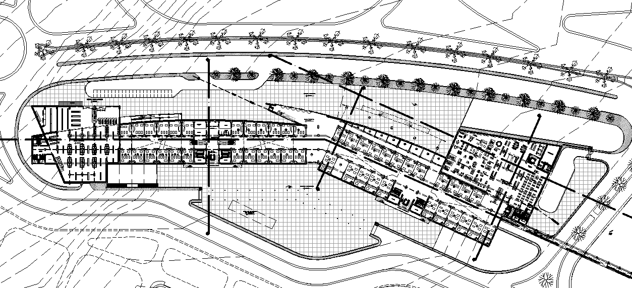Big resort and restaurant top  view plan