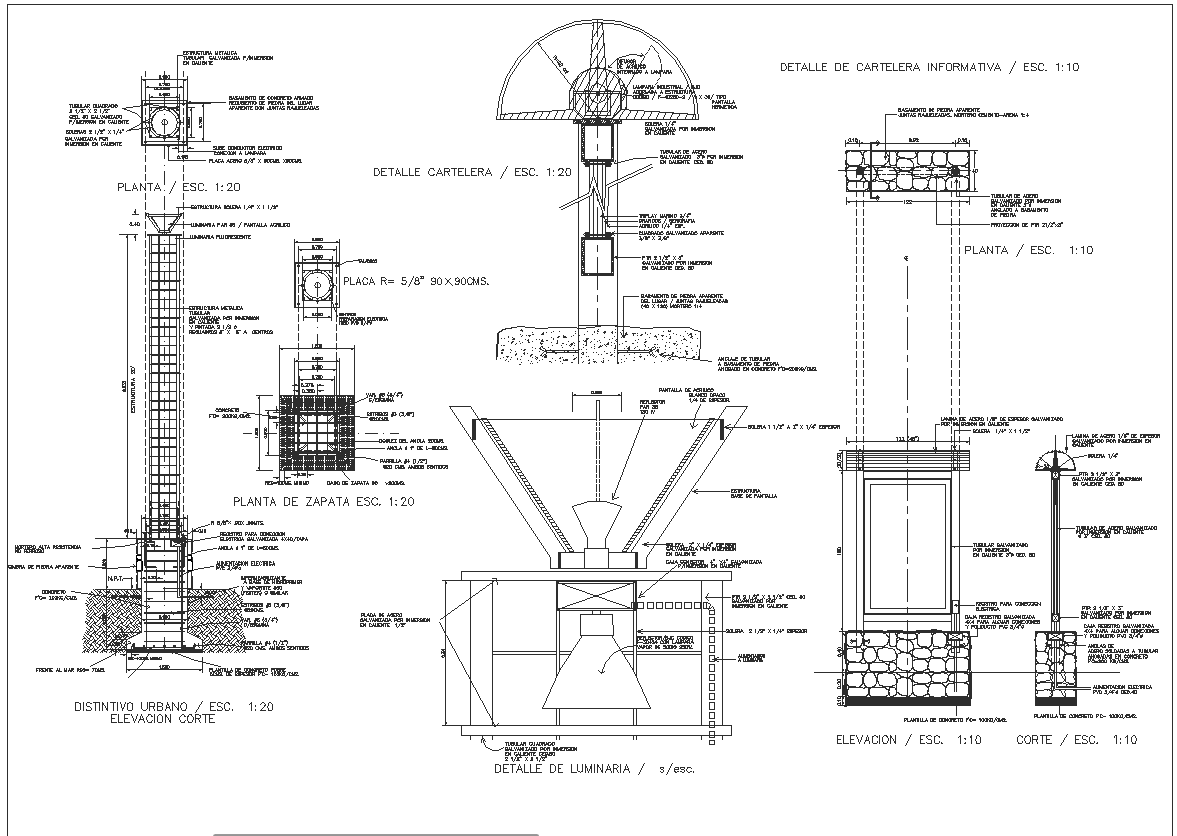 Billboard section and detail in autocad dwg files