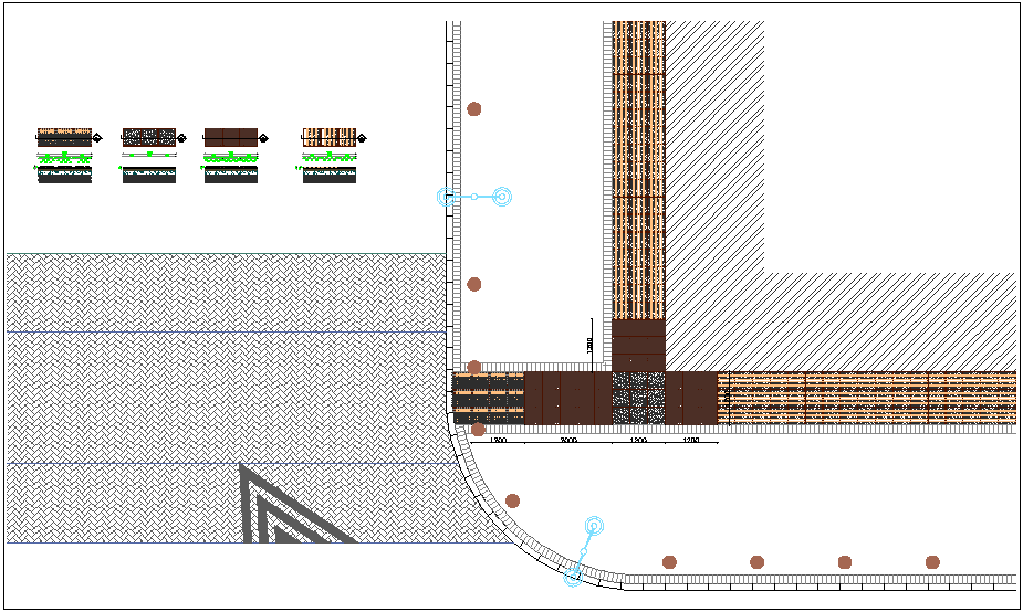 Blind paving view with different shape dwg file