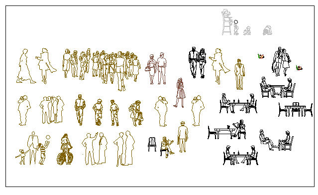 Block of casual people dwg file 