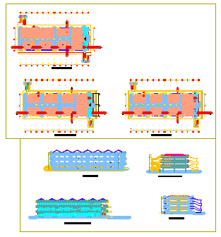 Block of classrooms and section design drawing.
