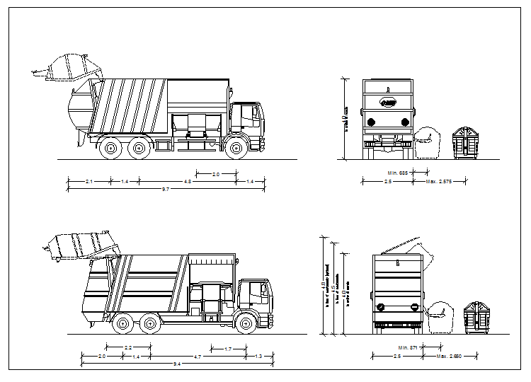 Block of garbage truck dwg file