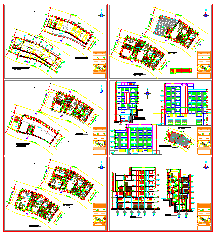 Block of multi family 8 storeys 1 unit per floor design drawing