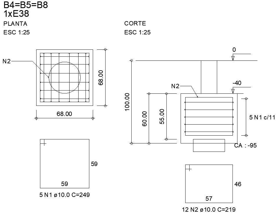 Block frame details of stakes in AutoCAD, dwg file.