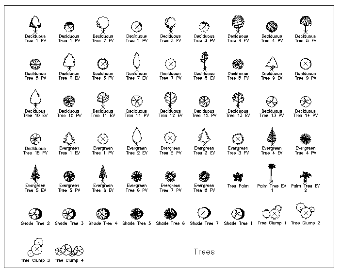 Blocks of trees dwg file 