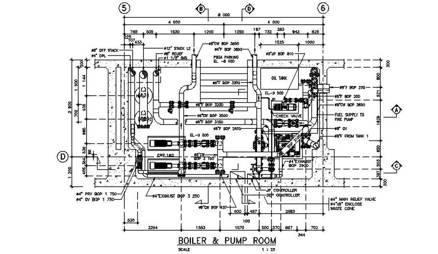 Boiler And Pump Room AutoCAD Drawing DWG File