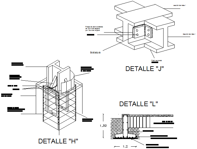 Bolt nut and foundation plan detail dwg file