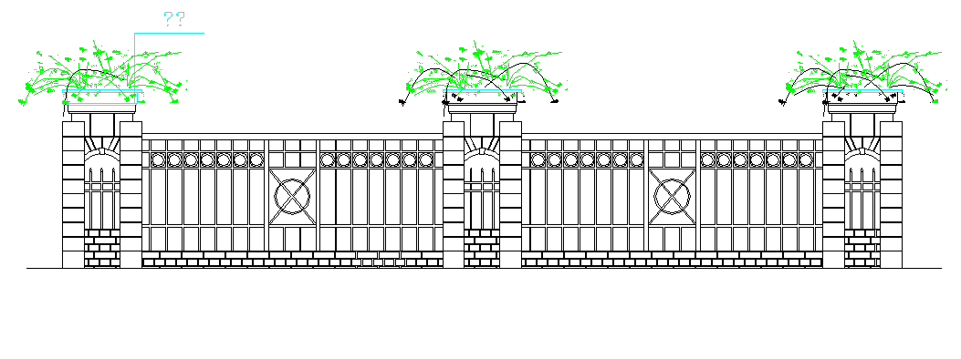 Boundary wall front structure details