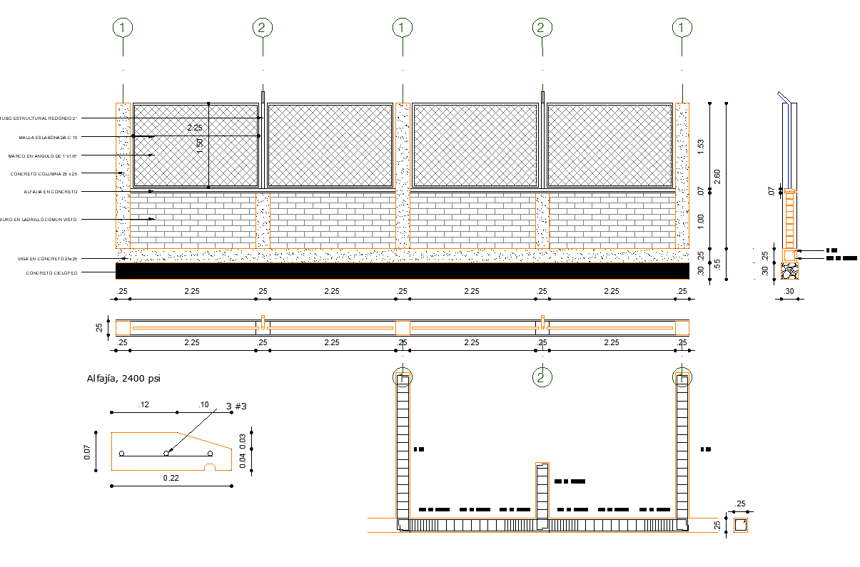 Boundary wall specifications detail dwg file