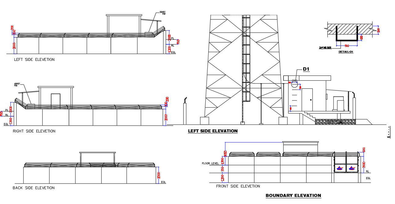  Detailed CAD Blocks for 60m Green Tower Elevation DWG file